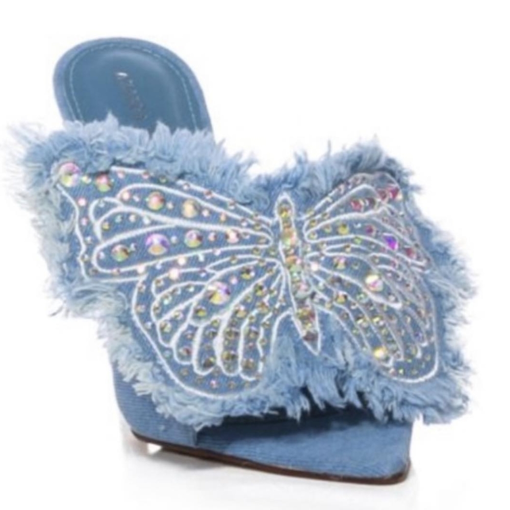Azalea Wang Butterfly Denim Sandals